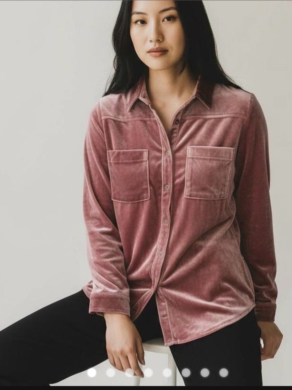 Umgee velvet button down top with pockets size 2x - Picture 4 of 6
